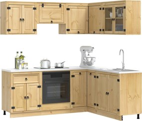 vidaXL Ντουλαπιού με ράφι SKI 8 pcs Μέλι Καφέ Στερεά ξυλεία πεύκου