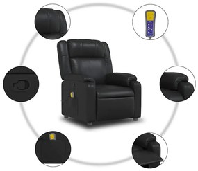 vidaXL Πολυθρόνα Μασάζ Ανακλινόμενη Μαύρη από Συνθετικό Δέρμα