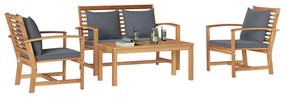 vidaXL Σετ Καναπέ Κήπου 4 pcs Φυσικό Στερεό Ξύλο Τίκ