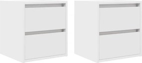 vidaXL Κομοδίνα Επιτοίχια 2 τεμ. Λευκά 38x34x40 εκ.