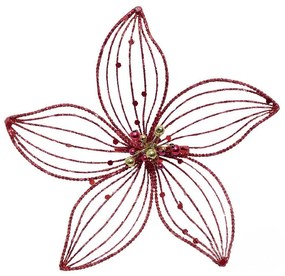 Χριστουγεννιάτικο Μεταλλικό Στολίδι Λουλούδι Κόκκινο 16cm 16447