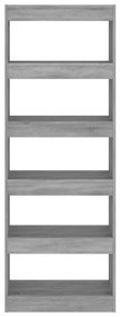 vidaXL Βιβλιοθήκη/Διαχωρ. Χώρου Γκρι Sonoma 60x30x166 εκ Επεξεργ. Ξύλο
