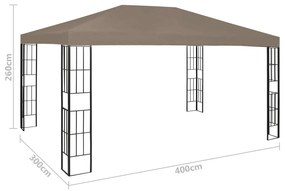 Κιόσκι με Φωτάκια LED Taupe 4 x 3 μ. - Μπεζ-Γκρι