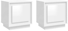 vidaXL Κομοδίνα 2 τεμ. Γυαλιστερό Λευκό 44x35x45 εκ Επεξεργασμένο Ξύλο