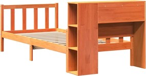 vidaXL Κρεβάτι Βιβλιοθήκη Χωρίς Στρώμα Καφέ 75x190 εκ Μασίφ Πεύκο