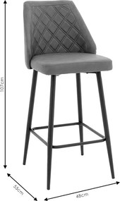 Σκαμπό μπαρ Inflame pakoworld PU ανθρακί-μέταλλο μαύρο