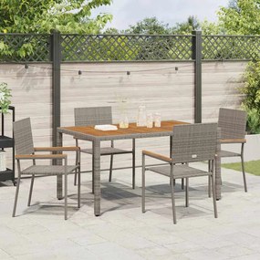 vidaXL Καρέκλες κήπου που σωριάζονται 4 pcs Γκρι, Καφέ