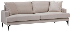 Καναπές 2θέσιος Fortune pakoworld βελούδο μπεζ-μαύρο 175x90x88εκ