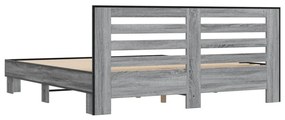 vidaXL Πλαίσιο Κρεβατιού Γκρι Sonoma 200x200 εκ. Επεξ. Ξύλο &amp; Μέταλλο