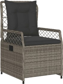 vidaXL Σετ Τραπεζαρίας Κήπου 3 τεμ. Γκρι Συνθ. Ρατάν με Μαξιλάρια