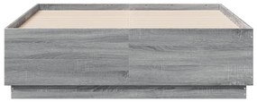 vidaXL Πλαίσιο Κρεβατιού με LED Γκρι Sonoma 135x190εκ. Επεξ. Ξύλο