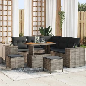 vidaXL Σετ Καναπέ Κήπου 8 pcs Γκρι συνθετικό ρατάν