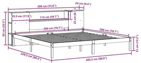 Κρεβάτι Βιβλιοθήκη Χωρίς Στρώμα 200x200 εκ Μασίφ Ξύλο Πεύκου - Λευκό