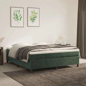 Κρεβάτι Boxspring με Στρώμα Σκούρο Πράσινο 160x200εκ. Βελούδινο - Πράσινο