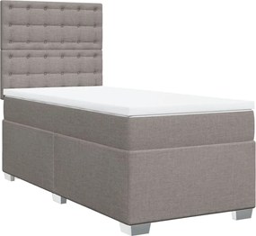 vidaXL Κρεβάτι Boxspring με Στρώμα Taupe 90x190 εκ.Υφασμάτινο