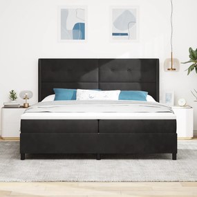 vidaXL κρεβάτι Box Spring  με στρώμα Μαύρο 200x200 εκ Βελούδο