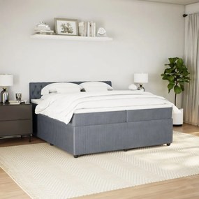 vidaXL Κρεβάτι Boxspring με Στρώμα Σκούρο Γκρι 200x200 εκ. Βελούδινο