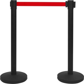 vidaXL Διαχωριστικά Κολονάκια με Ιμάντα 4 τεμ. Μαύρα Σιδερένια