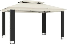 vidaXL Κιόσκι με Διπλή Οροφή Κρεμ 3,94x2,96 μ. Ατσάλινο