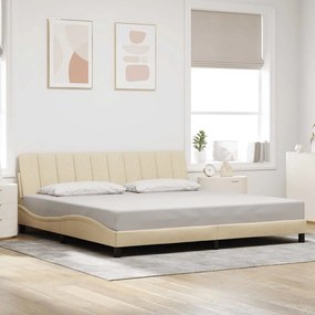 vidaXL Σκελετός Κρεβατιού Χωρίς Στρώμα Κρεμ 200x200 εκ. Υφασμάτινο