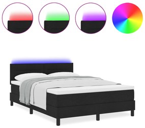 vidaXL Βαλίτσα Κρεβατιού με Στρώμα & Φωτισμό LED Μαύρη 140x200 εκ Ύφασμα