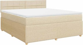 vidaXL Κρεβάτι Boxspring με Στρώμα Κρεμ 180x200 εκ. Υφασμάτινο