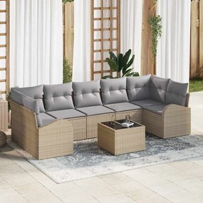 vidaXL Σετ Καναπέ Κήπου 8 pcs Μπεζ 55 x 55 x 37 εκ συνθετικό ρατάν
