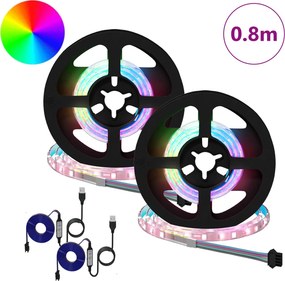 vidaXL Λωρίδα LED 2 pcs Μαύρο και Διαφανές 400 mm Χαλκός και Πλαστικό