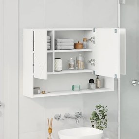 vidaXL Ντουλάπα Καθρέφτη Λευκό 80 x 17 x 55 εκ Επεξεργασμένο ξύλο