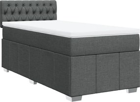 vidaXL Κρεβάτι Boxspring με Στρώμα Σκούρο Γκρι 90x190 εκ. Υφασμάτινο