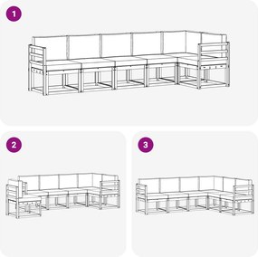 vidaXL Σειρά Καναπέ Εξωτερικού 6 pcs Άσπρο και Ανθρακί Πολυεστέρας