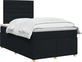 vidaXL Κρεβάτι box spring με στρώμα Μαύρο 120 x 190 cm Ύφασμα