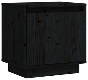 Κομοδίνο Μαύρο 40 x 30 x 40 εκ. από Μασίφ Ξύλο Πεύκου - Μαύρο