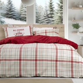 Φανελένια Σεντόνια Υπέρδιπλα (Σετ 240x260) Nima Home Bliss Μπεζ,Κόκκινο Χωρίς Λάστιχο 240x260