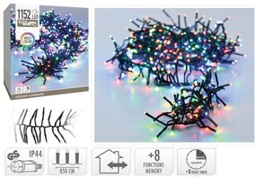 1152 Φωτάκια LED - 8.5 Μέτρα + 3 Μέτρα σύνδεσης, Κανονική Διάταξη, με χειριστήριο, 8 προγράμματα, Μαύρο καλώδιο PVC - Πολύχρωμο