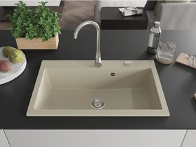 Mexen Elix Νεροχύτης Γρανίτης Μονής Θέσης 800 x 500 mm, Μπεζ, Σιφόνι Χρώμιο