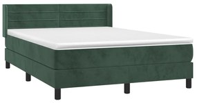 Κρεβάτι Boxspring με Στρώμα Σκούρο Πράσινο 140x190εκ. Βελούδινο - Πράσινο