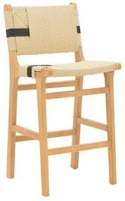 Bar stool Julien natural rubberwood-natural-black rope 45x46x95cm 45x46x95 εκ.