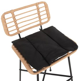 Σκαμπό Μπαρ ALLEGRA C5708.11 Μεταλλικό Ψηλό με Μπεζ Wicker &amp; Μαύρο Μαξιλάρι 48x49x99,5Υεκ. 48x49x99.5 εκ.