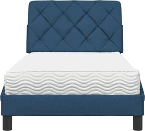 vidaXL Κρεβάτι με Στρώμα Μπλε 90x200 εκ.Υφασμάτινο