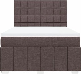 vidaXL Κρεβάτι Boxspring με Στρώμα Σκούρο Καφέ 140x190 εκ. Υφασμάτινο
