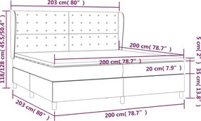 vidaXL Κρεβάτι Boxspring με Στρώμα Γκρι 200x200 εκ. Συνθετικό Δέρμα