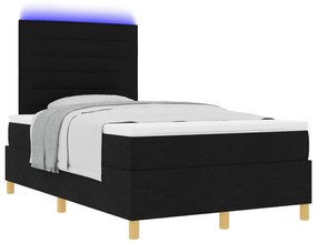 vidaXL Κρεβάτι Box Spring με Στρώμα & LED Μαύρο 120x200 εκ. Ύφασμα