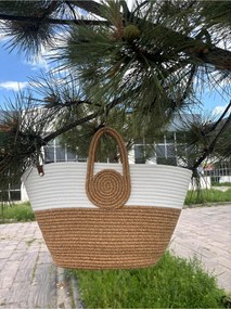 Stewehome Χειροποίητη τσάντα παραλίας από πλεκτή ψάθα με εμφάνιση γιούτας