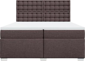 vidaXL Κρεβάτι Boxspring με Στρώμα Σκούρο Καφέ 200x200 εκ. Υφασμάτινο