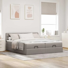 vidaXL Οθωμανικό κρεβάτι με στρώματα Taupe 180x200cm ύφασμα