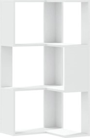 vidaXL Βιβλιοθήκη Γωνιακή 3 Επ. Λευκή 50x50x102εκ Επεξ. Ξύλο