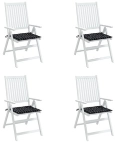 Μαξιλάρια Καρέκλας 4 τεμ. Μαύρο Καρό 40 x 40 x 3 εκ. Υφασμάτινα - Πολύχρωμο