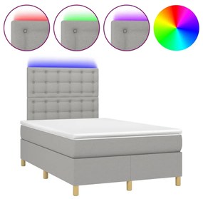 Κρεβάτι Boxspring με Στρώμα &amp; LED Αν.Γκρι 120x190εκ. Υφασμάτινο 3270274