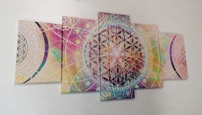 Εικόνα 5 μερών Mandala σε ένα ενδιαφέρον σχέδιο - 200x100